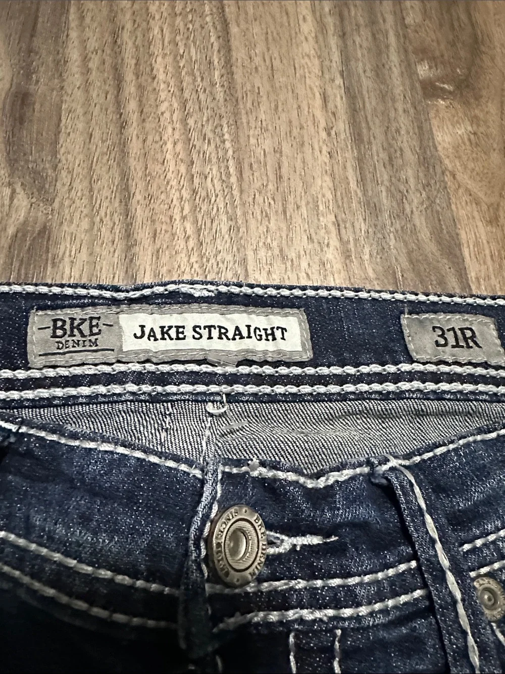 BKE Men’s Jeans Size 31 Medium Blue Distressed Bootcut Denim Western Style.